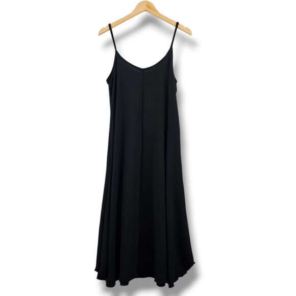 Tash + Sophie Black Spaghetti Strap Slip Dress L Minimalist Classic Whimsigoth - Picture 2 of 12